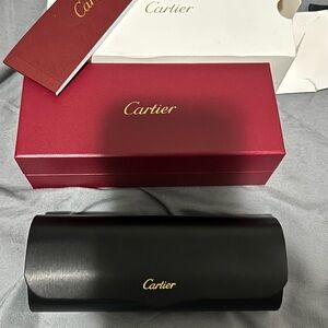 Cartier Black Leather Pouch with Red and White Boxes